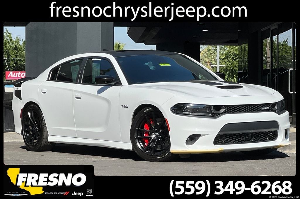 2023 Dodge Charger R/T Scat Pack in White Knuckle Clearcoat — front three-quarter view