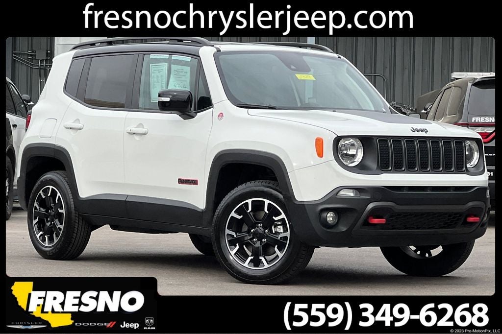 2023 Jeep Renegade Trailhawk in Alpine White — front three-quarter view